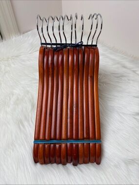 Wooden Shirt Hangers - Set of 12 in Warm Brown Mahogany